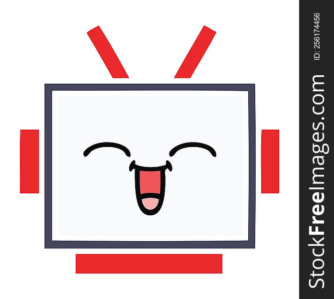 Flat Color Retro Cartoon Robot Head