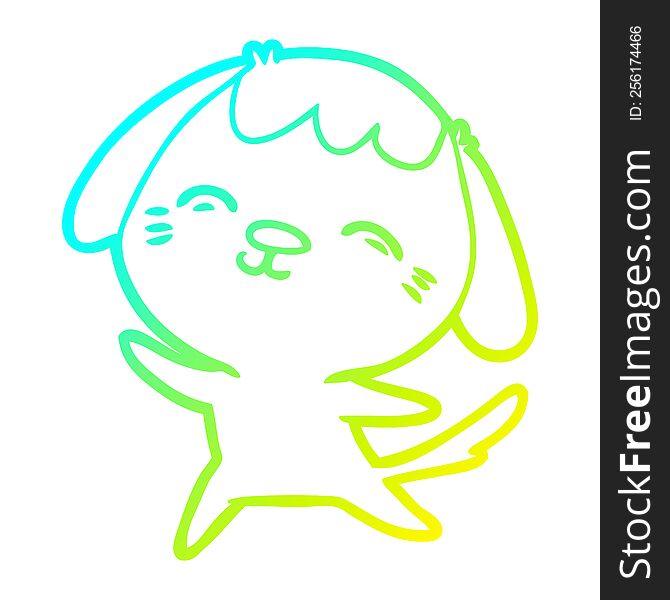 Cold Gradient Line Drawing Happy Cartoon Dog