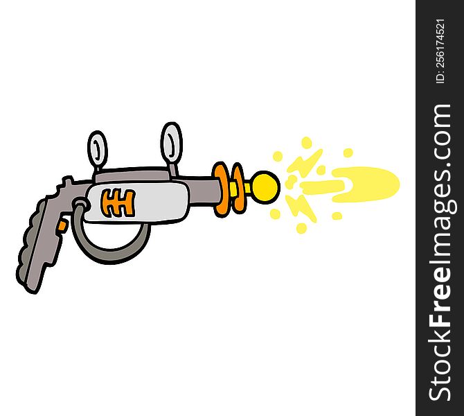 hand drawn doodle style cartoon ray gun
