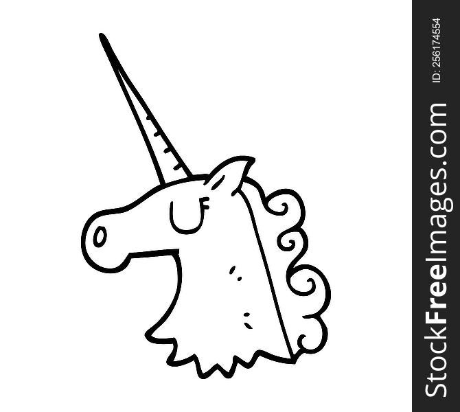 Line Drawing Cartoon Pretty Unicorn
