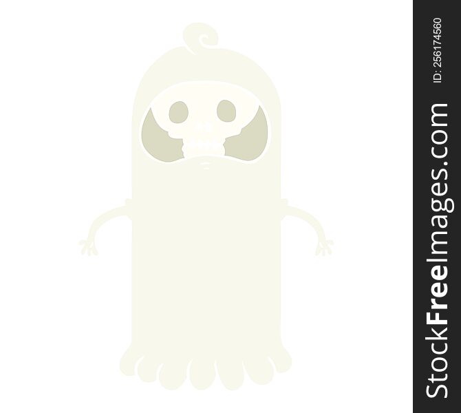 flat color style cartoon spooky skull ghost