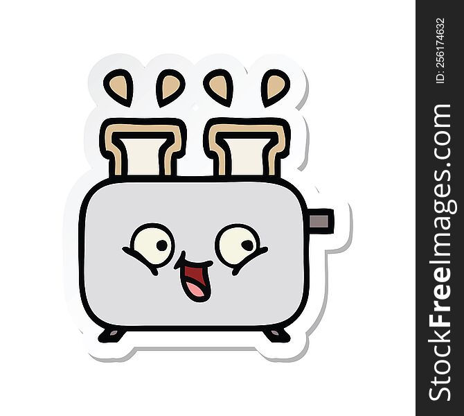 Sticker Of A Cute Cartoon Of A Toaster