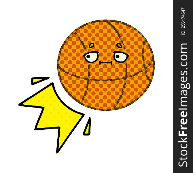 comic book style cartoon of a basketball