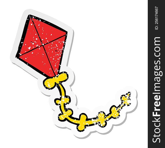 Distressed Sticker Of A Cartoon Kite