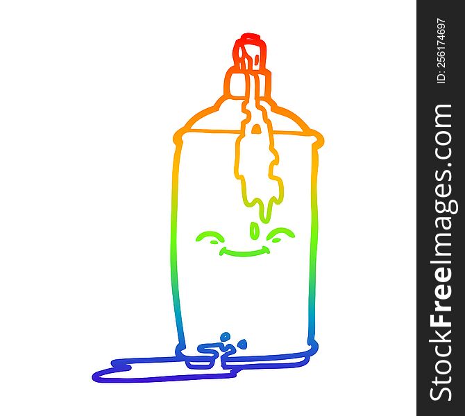 rainbow gradient line drawing of a cartoon spray paint can