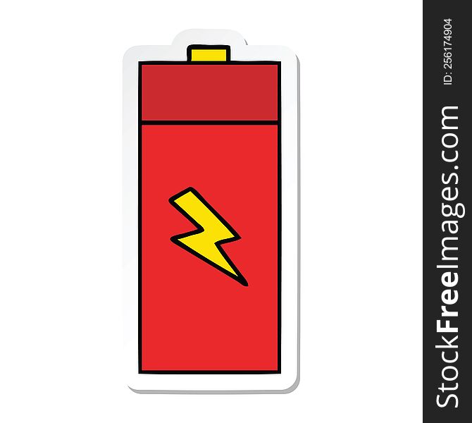 Sticker Of A Cute Cartoon Electrical Battery