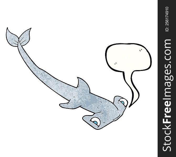 freehand speech bubble textured cartoon hammerhead shark