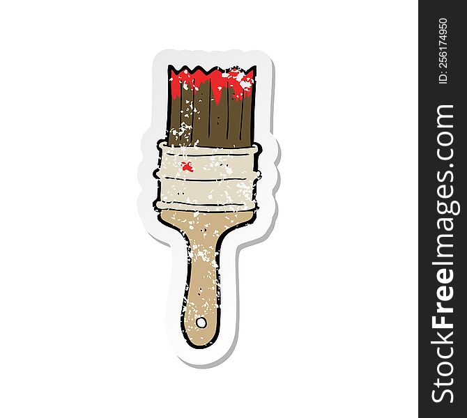 Retro Distressed Sticker Of A Cartoon Paint Brush