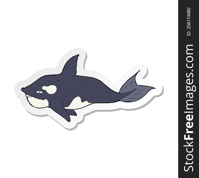 sticker of a cartoon killer whale