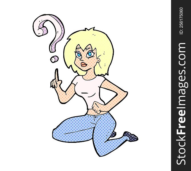 cartoon woman asking question