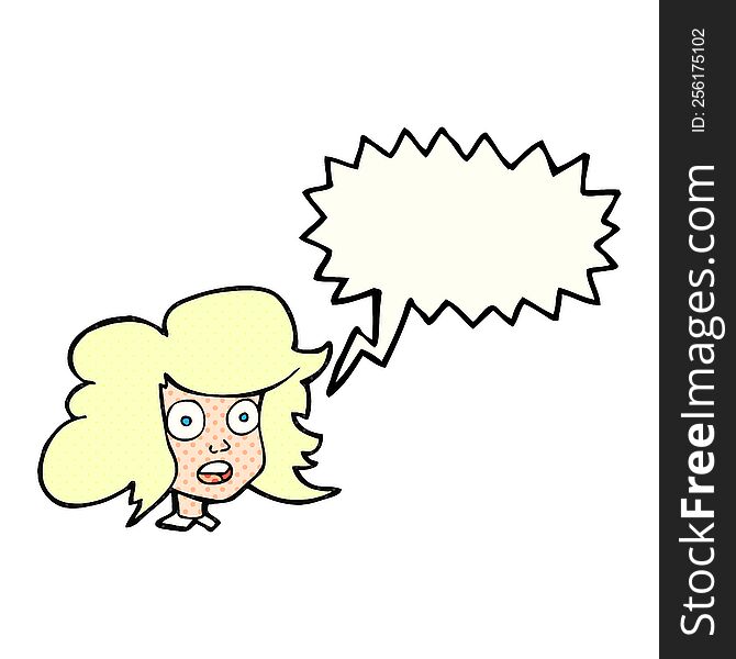 Comic Book Speech Bubble Cartoon Surprised Female Face