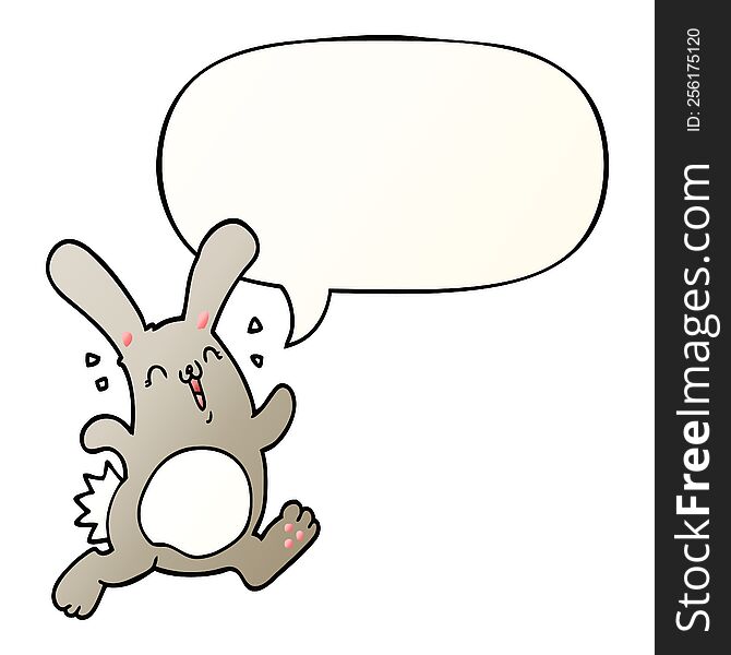 Cartoon Rabbit And Speech Bubble In Smooth Gradient Style