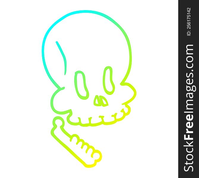 Cold Gradient Line Drawing Cartoon Halloween Skull