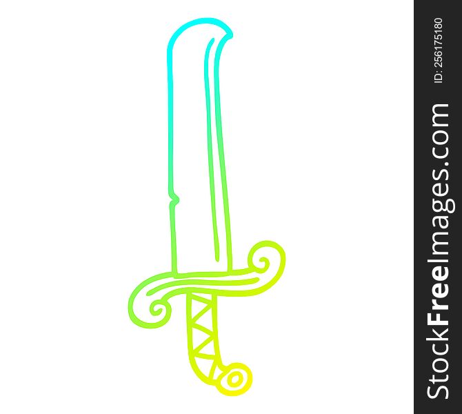 cold gradient line drawing of a cartoon ancient sword