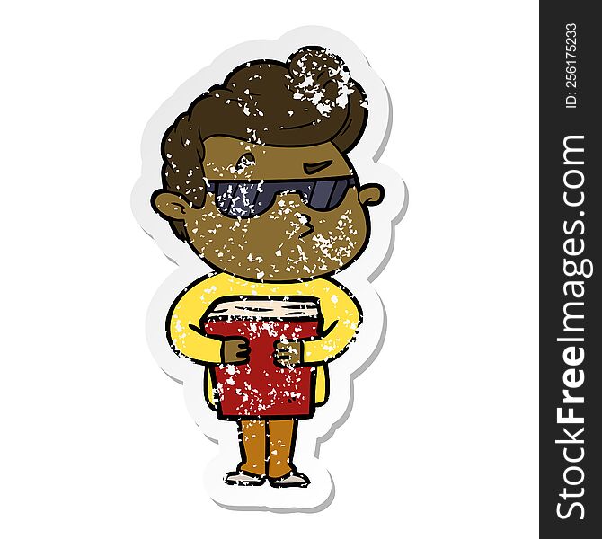 Distressed Sticker Of A Cartoon Cool Guy