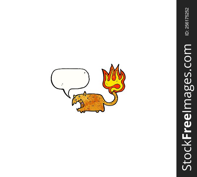 Cartoon Cat With Tail On Fire