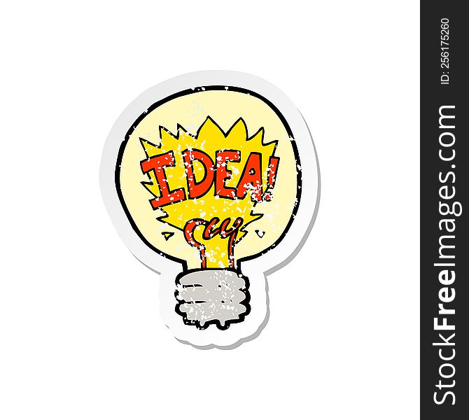retro distressed sticker of a cartoon idea light bulb symbol