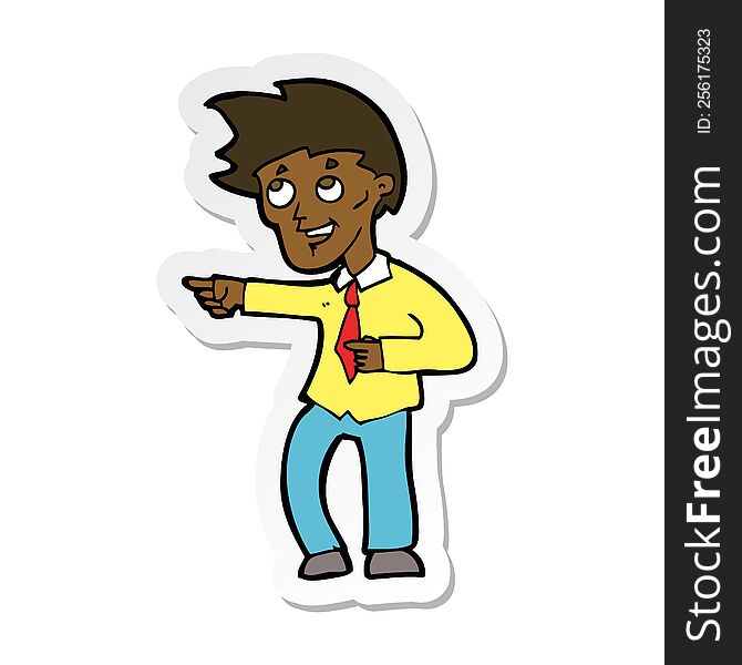 sticker of a cartoon funny office man pointing