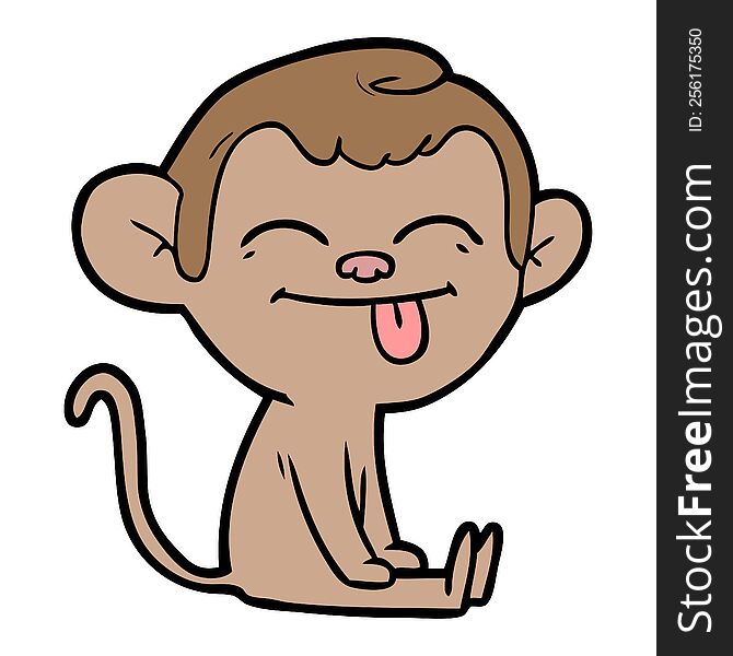 funny cartoon monkey sitting. funny cartoon monkey sitting