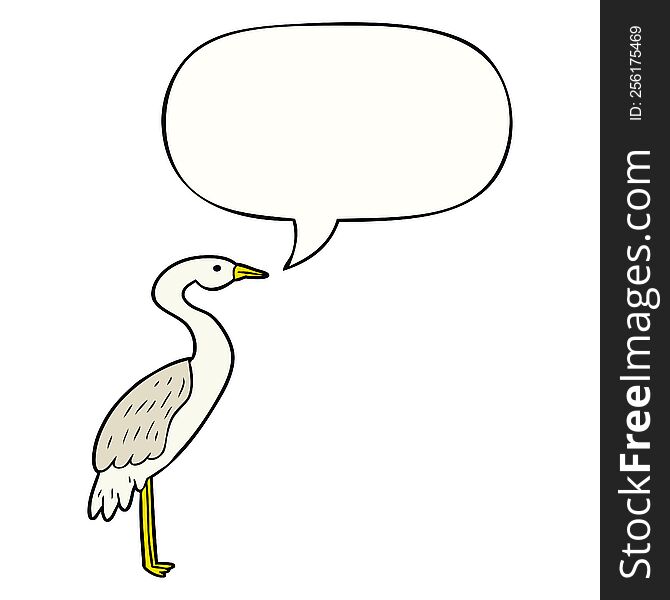 Cartoon Stork And Speech Bubble