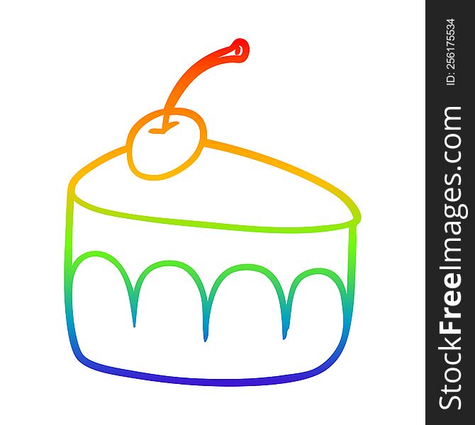 rainbow gradient line drawing of a tasty dessert