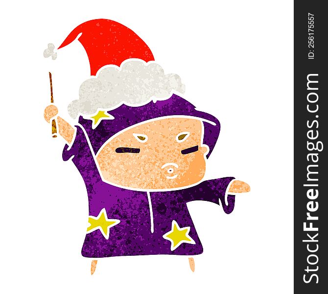 Christmas Retro Cartoon Of Kawaii Wizard