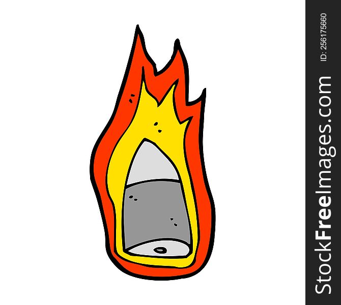 cartoon flaming bullet