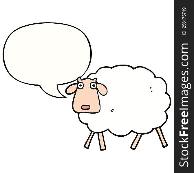 cartoon sheep with speech bubble. cartoon sheep with speech bubble