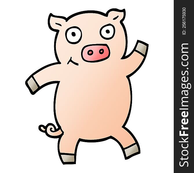 Vector Gradient Illustration Cartoon Dancing Pig