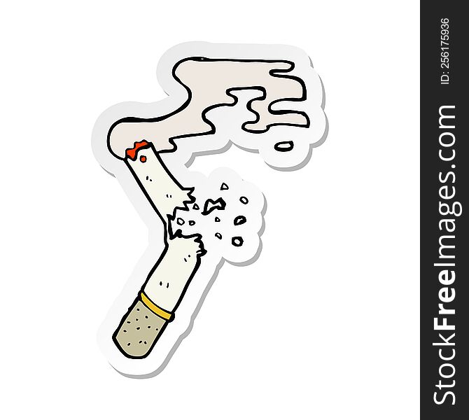 Sticker Of A Cartoon Broken Cigarette