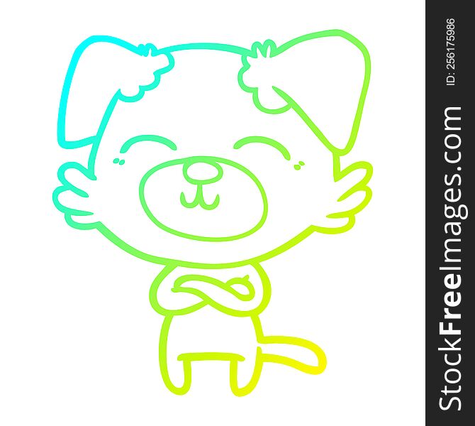 cold gradient line drawing of a cartoon dog crossing arms