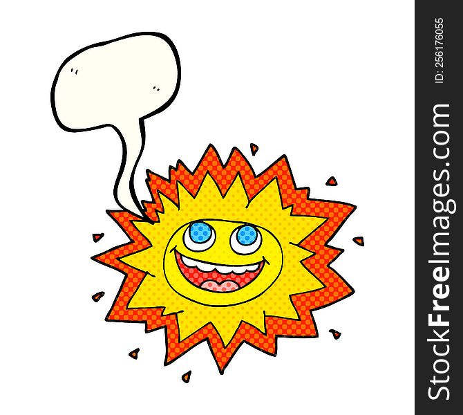 Happy Comic Book Speech Bubble Cartoon Sun