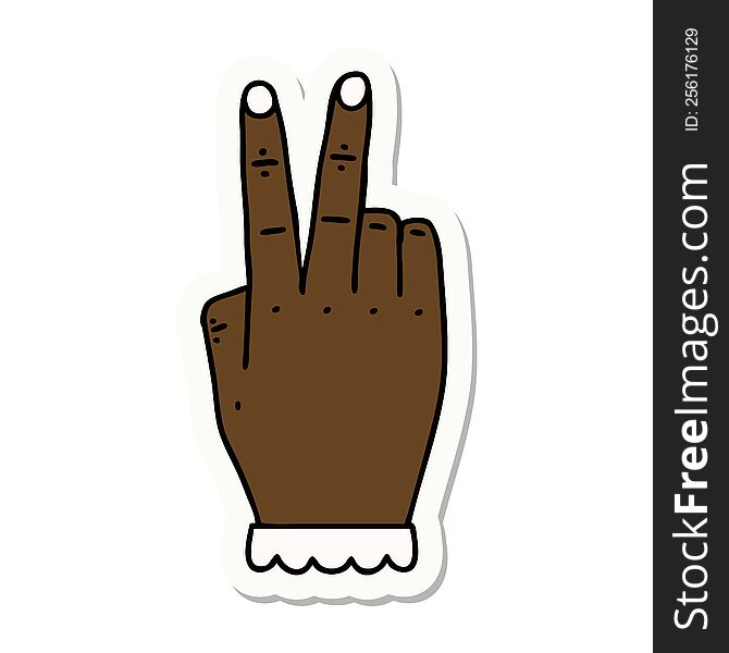 Hand Raising Two Fingers Gesture Sticker