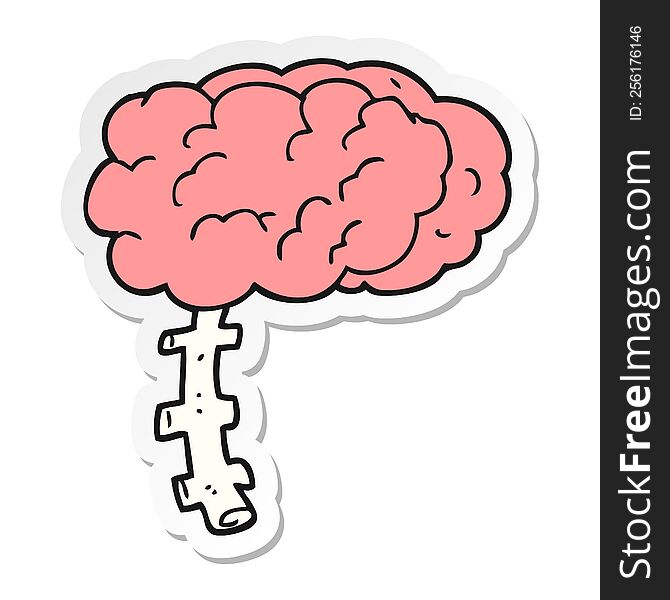 sticker of a cartoon brain