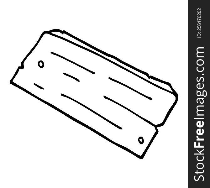 line drawing cartoon plank of wood