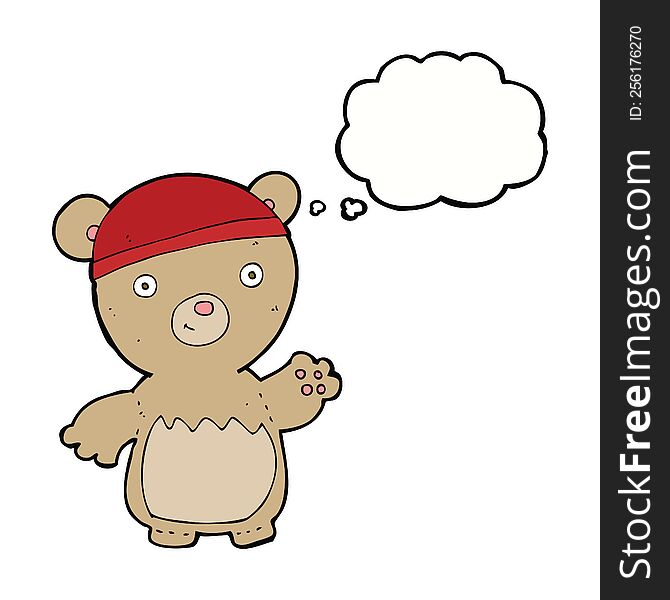 Cartoon Teddy Bear Wearing Hat With Thought Bubble