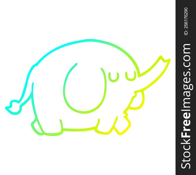 Cold Gradient Line Drawing Cartoon Elephant