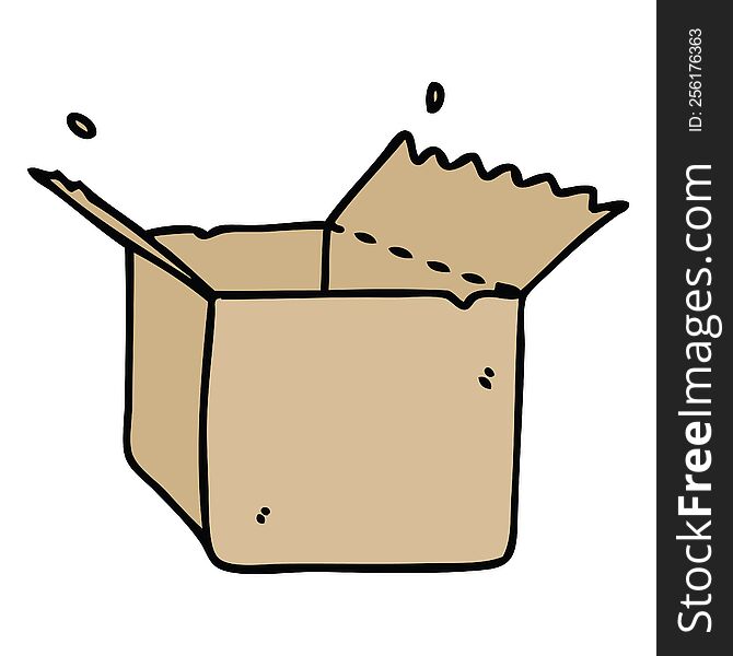 Quirky Hand Drawn Cartoon Open Box