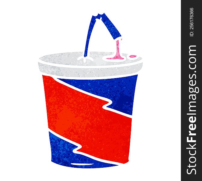 retro cartoon doodle of fastfood drink