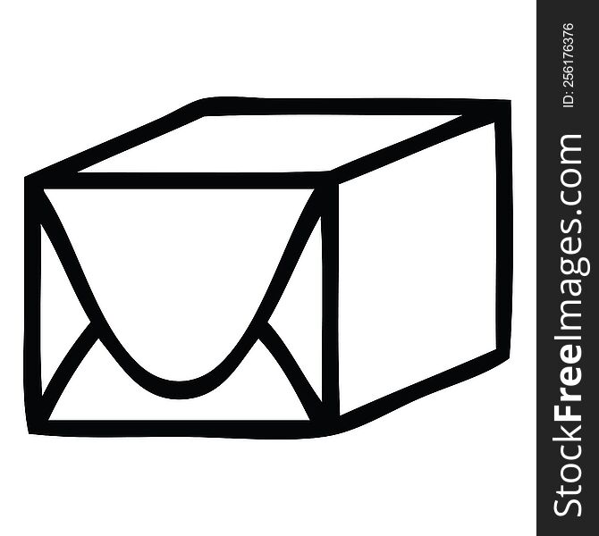 line drawing cartoon of a paper parcel