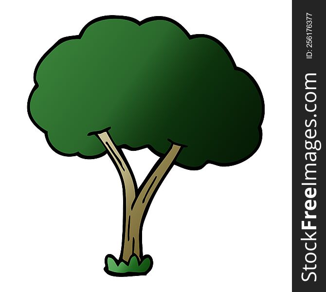 cartoon doodle blooming tree