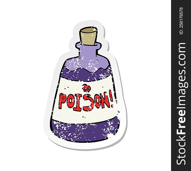 Retro Distressed Sticker Of A Cartoon Bottle Of Poison