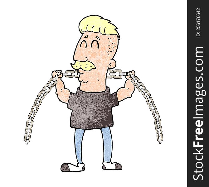 Textured Cartoon Man Lifting Chain