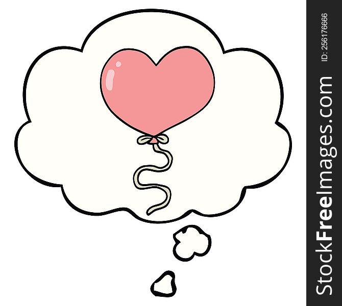 Cartoon Love Heart Balloon And Thought Bubble
