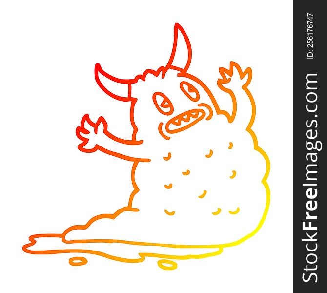 Warm Gradient Line Drawing Cartoon Demon