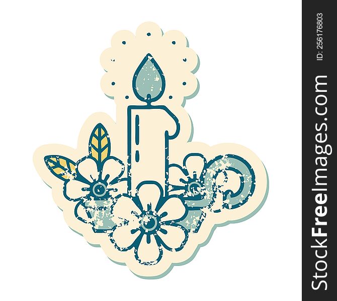 distressed sticker tattoo style icon of a candle holder