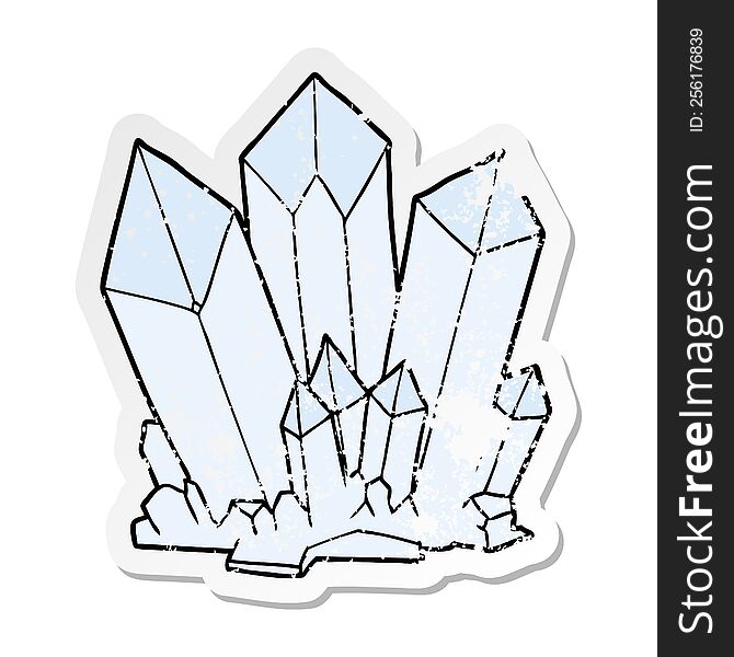 distressed sticker of a cartoon crystals