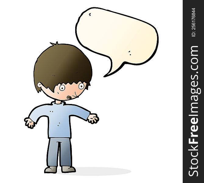 Cartoon Confused Boy With Speech Bubble