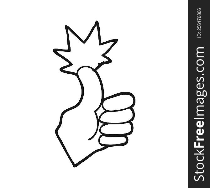 Black And White Cartoon Thumbs Up