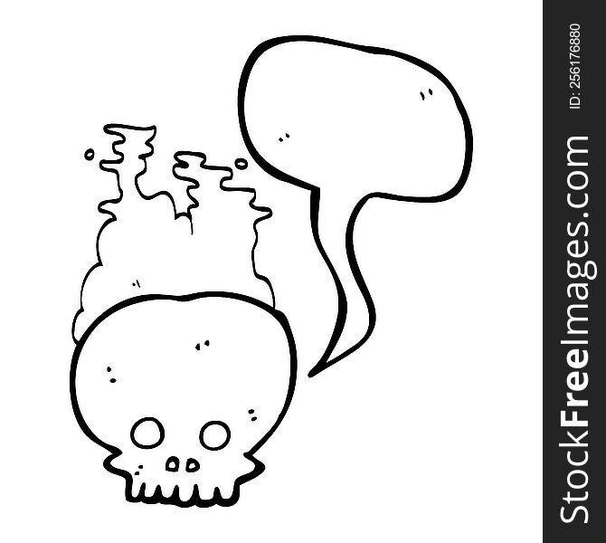 Speech Bubble Cartoon Steaming Skull